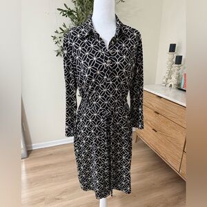 Donna Morgan Black and White Long Sleeve Dress